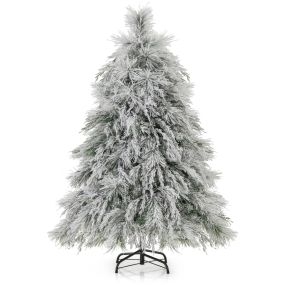 Árbol de Navidad nevado de 146 cm artificial con luces LED blancas cálidas y hojas de sauce