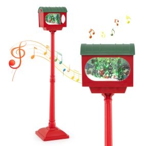 Lámpara Callejera Musical de Navidad de 150 cm Poste Festivo con Lámpara de Globo de Nieve Activada por Sonido Árbol de Navidad Santa
