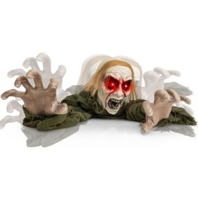 Fantasma Reptante Control por Sonido Ojos con Luz Roja Brazo con Resorte Tela Desgastada Fácil de Colocar 160 x 60 cm Verde y Negro