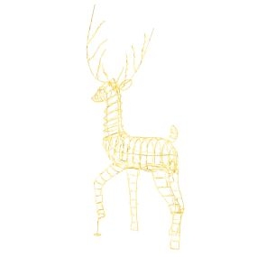 Reno de Navidad Preiluminado de 186 cm con Estructura de Metal Decoración de Navidad 3D con 300 Luces LED en Blanco Cálido Ciervo Iluminado