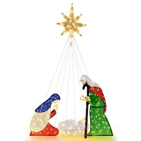 Belén de Jesús Iluminado con 240 Luces LED y 6 Modos de Iluminación para Interior y Exterior de 1,8 m