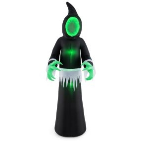 Fantasma Inflable Gigante de Halloween de 245 cm Decoración Inflable con Luces LED Incorporadas y Cara Espejo para Fiesta Interior Exterior