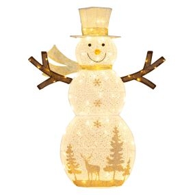 Muñeco de nieve 3D iluminado con 100 luces LED para interior y exterior, 141 cm, blanco