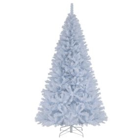 Árbol de Navidad Automático con Luces LED Sin Electrodo 11 Colores Rama Densa Soporte Metálico Resistente Duradero Seguro 225 cm Blanco