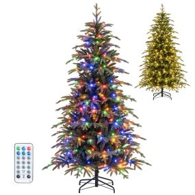 Árbol de Navidad Alto 180 cm con 834 Ramas 11 Modos de Luz 4 Niveles de Brillo Luces LED Automático Mezcla de Hojas Fácil de Montar Verde