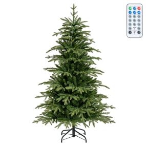 Árbol de Navidad de 150 cm Mixto PE PVC con 200 Luces LED Doble Color 11 Modos Dinámicos 4 Niveles de Brillo 582 Ramas Control Remoto Verde