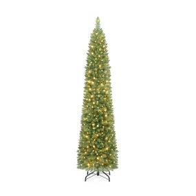 Altura 183 cm Árbol de Navidad Lápiz Hojas de PVC Resistentes 180 Luces LED Multimodo 3 Secciones Ramas Uniformes Base Estable Verde