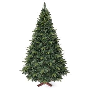 Árbol de Navidad Alto 210 cm Cuatro Secciones Ramas Multicapa Base en Forma X Montaje Sencillo 1200 Ramas Aspecto Realista PE y PVC Verde