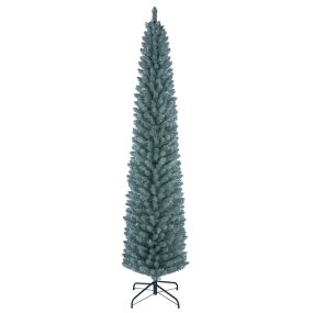 Árbol de Navidad 210 cm Tipo Lápiz PVC Verde Electrodepositado con 3 Secciones 418 Puntas Rama Follaje Denso Base Metálica Resistente