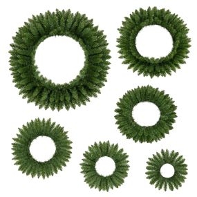 Juego de 6 Coronas Navideñas de PVC con Armazón Metálico Resistente 6 Tamaños Diferentes Ramas Frondosas para Puerta y Pared Verde
