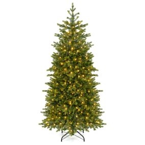 Árbol Navideño Altura 180 cm PE Doble Tonos con 250 Luces LED 10 Modos de Luz Aspecto Realista Montaje Sencillo para Interior Verde
