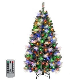 Árbol de Navidad 152 cm 190 Luces LED Multicolor Control Remoto Variedad de Modos Rama Densa Base Estable Fácil Montaje Decoración Verde