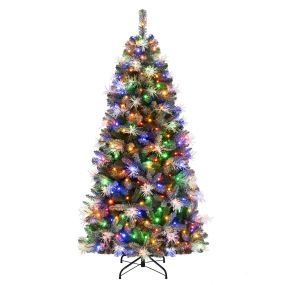 Árbol de Navidad 183 cm Luces LED Multicolor Control Remoto Variedad de Modos Rama Densa Base Estable Fácil Montaje Decoración Verde