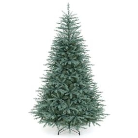 Árbol de Navidad 213 cm Tres Secciones Ramas Naturales Aspecto Elegante Base Estable Follaje Lujoso Resistente al Desgaste Verde Azulado