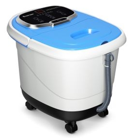 Masajeador Eléctrico para Pies con Rodillos Luz Roja Control Temperatura para Aliviar Estrés 37,5 x 46 x 38,5 cm Azul+Blanco