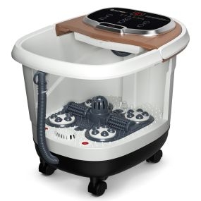 Masajeador Eléctrico para Pies con Rodillos Luz Roja Control Temperatura para Aliviar Estrés 37,5 x 46 x 38,5 cm Marrón