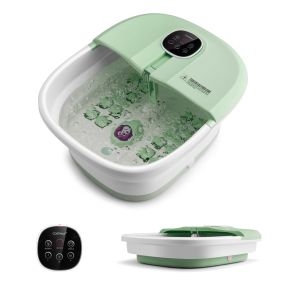 Masajeador plegable para pies con calentamiento cubeta pediluvio con mando y burbujas verde 33,5 x 41 x 20,5 cm