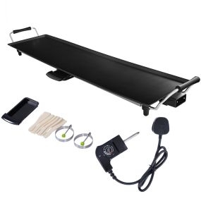 Parrilla eléctrica de interior 1800 W con plancha antiadherente y cajón recogeaceite negro 90 x 23 cm