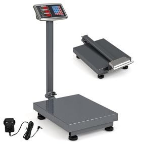 Bascula Industrial Báscula Digital Informática de 300 kg Báscula de Plataforma de Calculadora de Precio Pantalla LED Transparente Plata