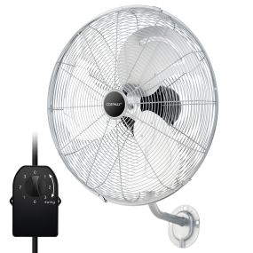 Ventilador de Pared de 51 cm de Metal con 3 Velocidades Oscilación de 85° Cabezal de Inclinación Ajustable de 30° para Doméstico Plata