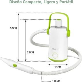 Máquina de limpieza de vapor portátil 1000 W con tanque de 300 ml, manguera extendida y cable largo, blanco