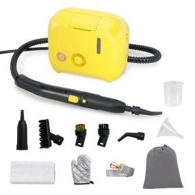 Limpiador a vapor portátil 1500W con tanque de agua 1 L para coche amarillo