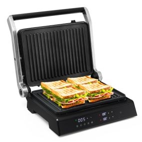 Parrilla panini eléctrica 3 en 1 1800-2000W apertura 180º chapas antiadherentes negro 35 x 30 x 14 cm