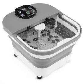 Masajeador de pies plegable con calor y temporizador, baño de pies con 30 bolas shiatsu motorizadas, gris