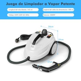 Vaporeta de limpieza 2000W 13 accesorios 1,8L 5 bar blanco