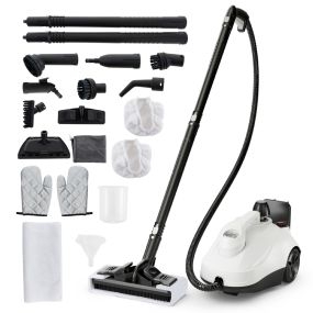 Limpiador a vapor portátil 2000W tanque 1,8L 5 bar para hogar suelo y alfombra blanco