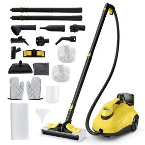Limpiador a vapor portátil 2000W tanque 1,8L 5 bar para hogar suelo y alfombra amarillo