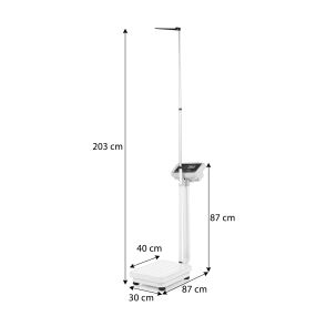 Báscula de altura y peso plegable para uso doméstico y profesional hasta 180 kg 87 x 30 x 87 cm blanco