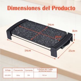 Plancha eléctrica 2150W 2 zonas temperatura ajustable superficie antiadherente recogegrasas extraíble 2 en 1 interior exterior