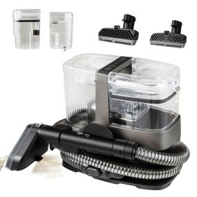 Máquina limpiadora de alfombras portátil 1800W con vapor, esterilización y agua fría/caliente negro