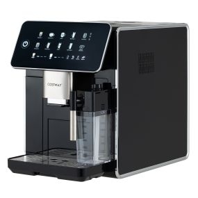 Cafetera automática con molino integrado y sistema de leche, panel táctil, 9 variedades, negro