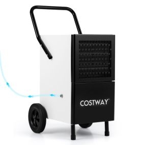 Deshumidificador Comercial 60L/Día con Descongelación Automática 2 Velocidades Ajustables y Ruedas Hasta 70m² para Sótanos Almacenes
