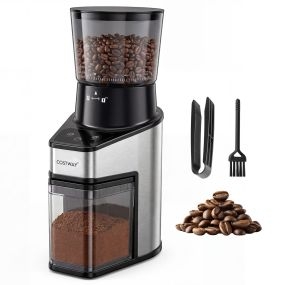 Molinillo de café eléctrico con ajustes de molido y temporizador, 1-8 tazas, muelas cónicas de acero inoxidable, antiestático para hogar