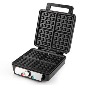 Gofrera Eléctrica para 4 Porciones 1200 W Regulación de Temperatura Placa Antiadherente para Cocina Hogar 31,5 x 24,5 x 11 cm Negro