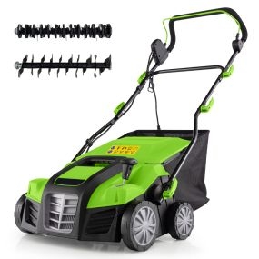Desmalezador Plegable Eléctrico de 41 cm 2 en 1 de 15 A con Ajuste de Altura y de Profundidad con Bolsa Recolectora de 55 L Verde