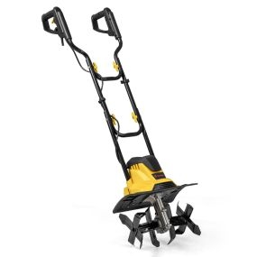 Motoazada Eléctrica con Cable 1200W con Manillar Plegable 4 Cuchillas Profundidad de Trabajo de 22 cm Excavadoras de Jardinería Amarillo
