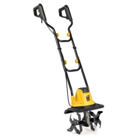 Motoazada Eléctrica con Cable 750W con Manillar Plegable 4 Cuchillas Profundidad de Trabajo de 22 cm Excavadoras de Jardinería Amarillo
