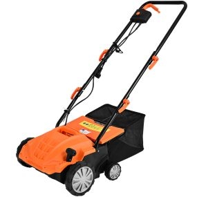 Escarificador Eléctrico 2 en 1 con Cable de 12 Amperios Capacidad de Bolsa 40L Ajustable de 3 Posiciones y 2 Cuchillas Extraíbles Naranja