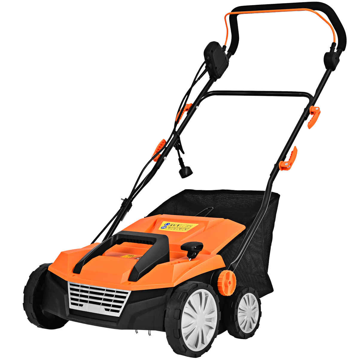 Escarificador Eléctrico 2 en 1 con Cable de 13 Amperios Capacidad de Bolsa 50L Ajustable de 4 Posiciones y 2 Cuchillas Extraíbles Naranja