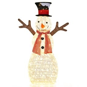 Decoración Navideña de Muñeco de Nieve Iluminado con 80 Luces LED Accesorios para Fijación al Suelo y Bridas para Interiores Exteriores