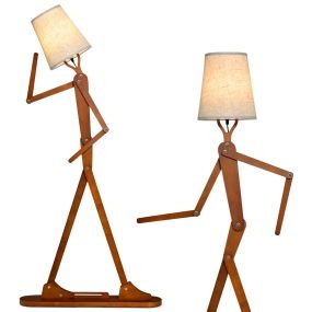 Lámpara de Pie Alta con Figura Humana Ajustable Pantalla de Lámpara de Tela Cambiable 77 x 25,5 x 160 cm Natural