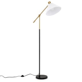 Lámpara de pie 157 cm ajustable metal pantalla de tela base estable sin bombilla