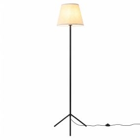Lámpara de pie trípode con pantalla de tela, luz cálida, estilo nórdico, negro, 163 cm
