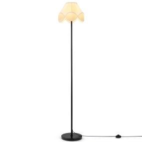 Lámpara de pie 159 cm con pantalla de tejido base redonda interruptor de pie cable 200 cm E27 sin bombilla