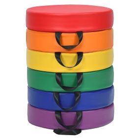 Juego de 6 cojines redondos para niños con asa y cremallera multicolor
