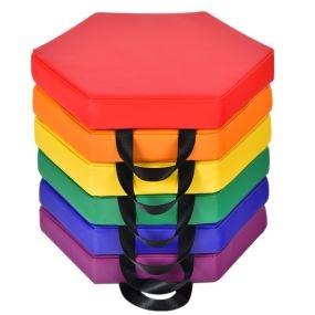 6 cojines hexagonales para niños de espuma blandos con asas arcoíris 38 x 34 cm
